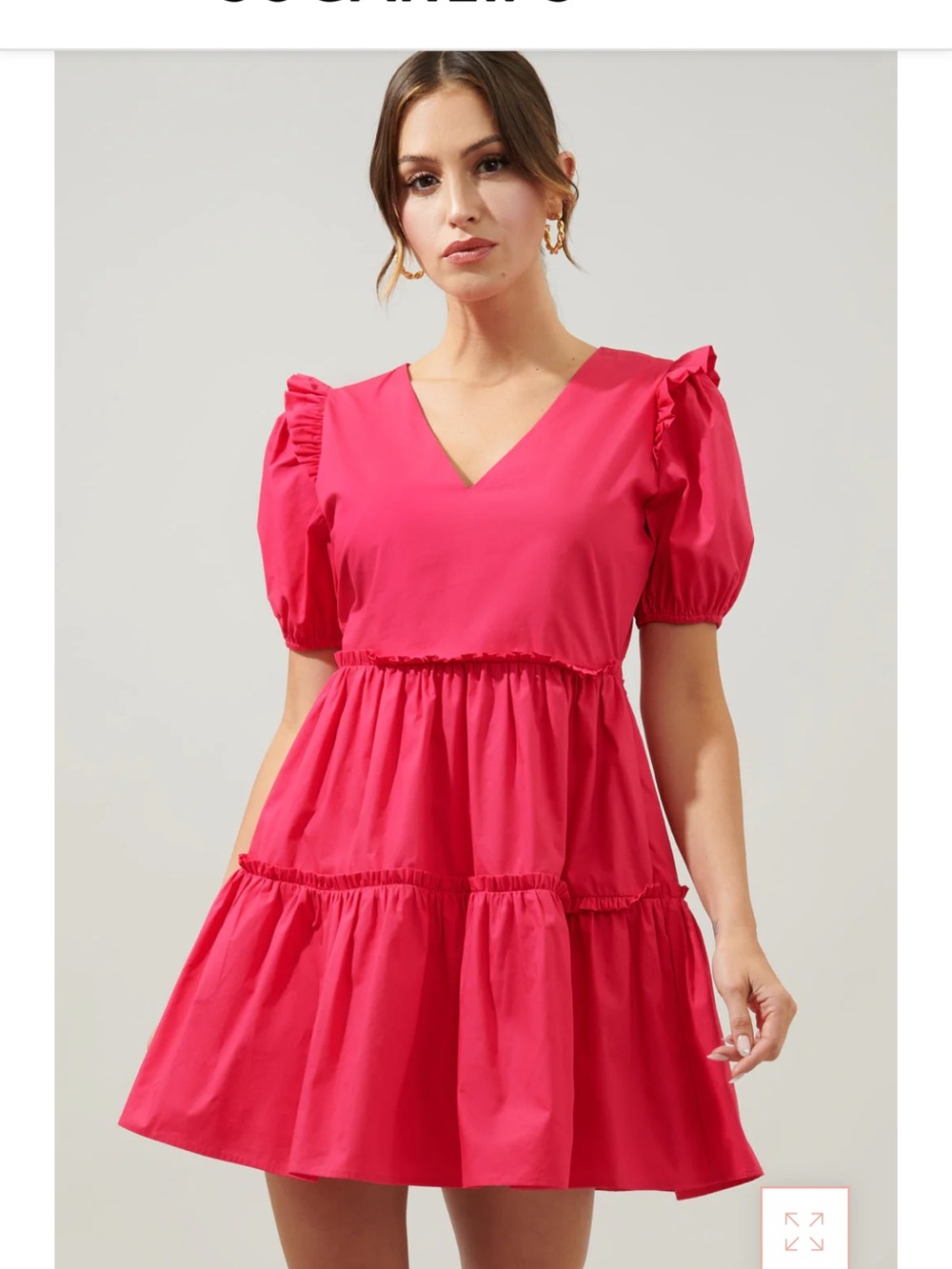 Sugarlips Hot Pink V-Neck Tiered Mini Dress
